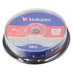 Оптический диск BD-RE VERBATIM 25Гб 2x, 10шт., cake box [43694] (512922)