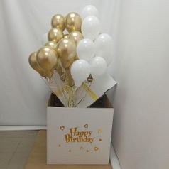 Коробка сюрприз с 50  шариками белые и золото (283285130)