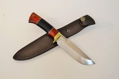 Нож Бобр-2 из нержавеющей стали 110х18,  рукоять дерево падук,  кожа,  латунь (1651654032)