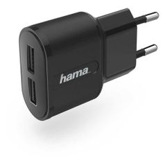 Сетевое зарядное устройство HAMA H-183227, 2xUSB, 2.4A, черный (1382363)