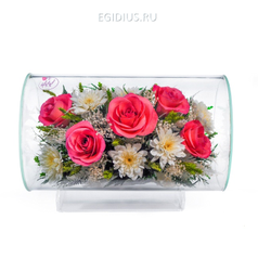 Цветы в стекле: Композиция из роз и хризантем (арт.TLM1) (51179)