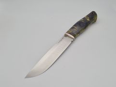 Нож из стали Cromax PM «Путник», рукоять: мельхиор, стаб кап клена (многоцвет) (9351)