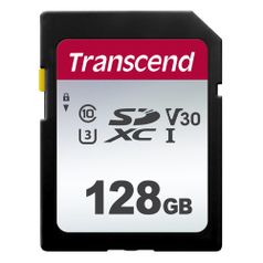 Карта памяти SDXC UHS-I U3 Transcend 128 ГБ, 95 МБ/с, Class 10, TS128GSDC300S, 1 шт. (1399239)