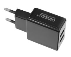 Зарядное устройство Ginzzu 2xUSB 3.1A Black + кабель Type-C 1.0m GA-3314UB (486655)