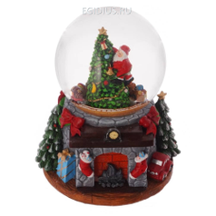 Фигурка декоративная в стеклянном шаре с музыкой, подсветкой и функцией движения "Санта" (3хАА не вх (30071)