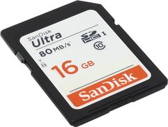 Карта памяти 16Gb - SanDisk Ultra Secure Digital HC Class 10 UHS-I SDSDUNC-016G-GN6IN (250533)