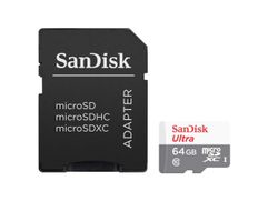 Карта памяти 64Gb - SanDisk Micro Secure Digital XC UHS-I SDSQUNR-064G-GN3MA с переходником под SD (806885)