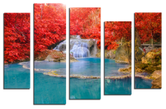 Модульная картина "Водопад в алом лесу" (108221765)