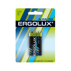 9V Батарейка ERGOLUX Alkaline 6LR61 BL-1, 1 шт. 600мAч (1509277)