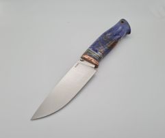 Нож из стали S390 «Сокол», рукоять: Притин макумэ, зуб мамонта, кап клена, пин (9341)