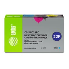Картридж Cactus CS-SJIC22PC, голубой / CS-SJIC22PC (1563101)