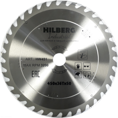 Диск пильный по дереву 450 мм серия Hilberg Industrial 450*36Т*50 мм HW451 (2164152006)
