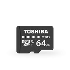 Карта памяти microSDXC UHS-I TOSHIBA M203 64 ГБ, 100 МБ/с, Class 10, THN-M203K0640EA, 1 шт., переходник SD (1056444)