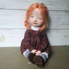 Авторская кукла ручной работы В Бордовом Платье