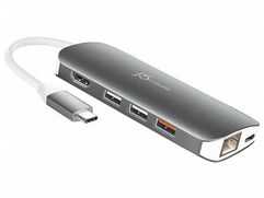 Мульти-адаптер J5create USB-C - HDMI / VGA / Ethernet / USB Type-A 3.1 / PD 3.0 / Card Reader JCD384 (809962)
