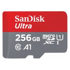 Карта памяти microSDXC UHS-I SANDISK Ultra 256 ГБ, 100 МБ/с, Class 10, SDSQUAR-256G-GN6MA, 1 шт., переходник SD (1029293)