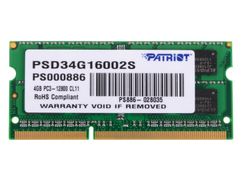 Модуль памяти Patriot Memory SL 4GB DDR3 1600MHz SODIMM 204-pin CL11 PSD34G16002S (432337)