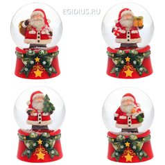 Фигурка декоративная в стеклянном шаре "Санта" 4 в. 45 мм (20724)