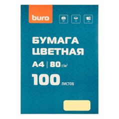 Бумага Buro A4/80г/м2/100л./желтый пастель CIE146% матовое общего назначения(офисная) (413208)