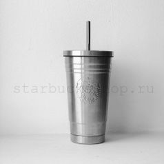 Стакан с трубочкой для холодных напитков STARBUCKS™ Brushed Silver 473 ml (81)