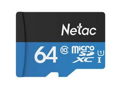 Карта памяти 64Gb - Netac microSDHC P500 NT02P500STN-064G-R с переходником под SD (760571)