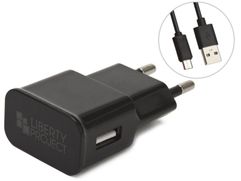 Зарядное устройство Liberty Project USB 2.1A + кабель MicroUSB Classic Plus Black 0L-00042416 (816799)