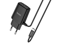 Зарядное устройство Hoco C82A 2xUSB - Cable USB Type-C Black 6931474729040 (846724)