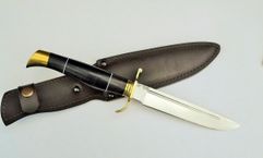 Нож Финка НКВД 7 реплика из стали 95Х18,  рукоять из граба/кожи с латунью (3218999198)