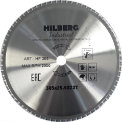 Диск пильный по металлу 305 мм серия Hilberg Industrial Металл 305*72Т*25,4 мм HF305 (2161190806)