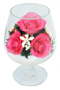 Цветы в стекле: Композиция из розовых роз (13139)