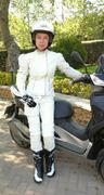 Мотокостюм кожаный белый на заказ (114802026)