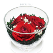 Цветы в стекле: Композиция из красных роз  (13127)