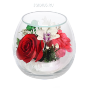 Цветы в стекле: Композиция из роз и орхидей (19590)